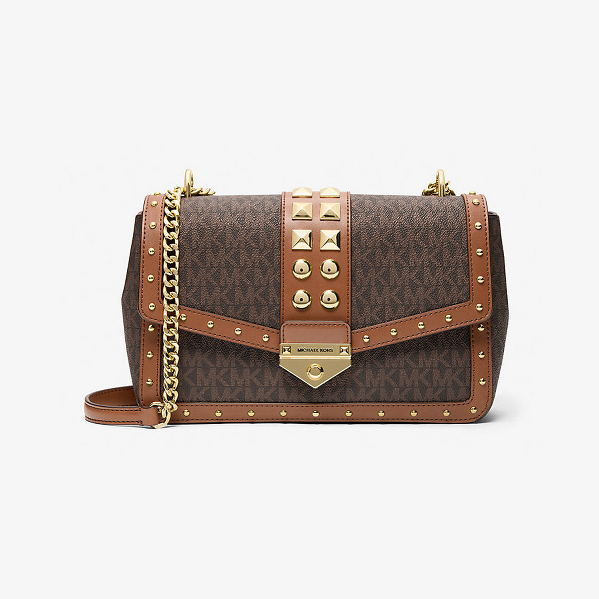 Soho Large Studded Signature Logo Shoulder Bag