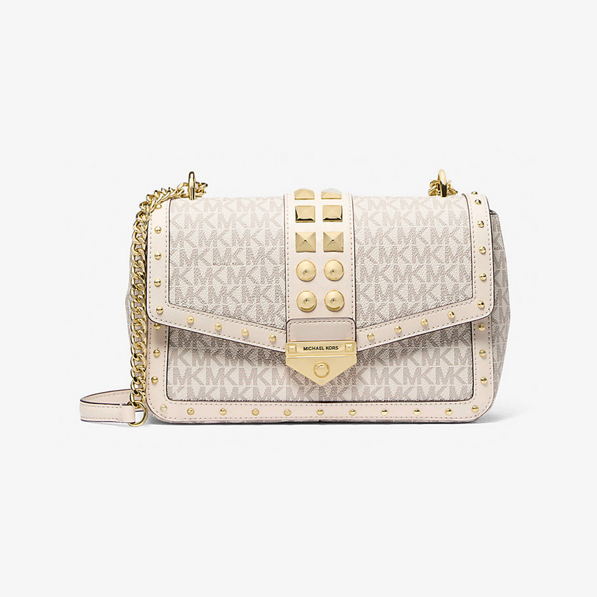 Soho Large Studded Signature Logo Shoulder Bag