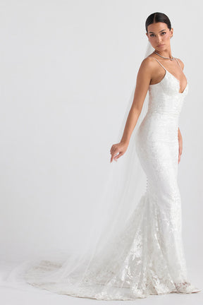Leone white ultra long soft tulle veil