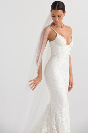 Leone white ultra long soft tulle veil