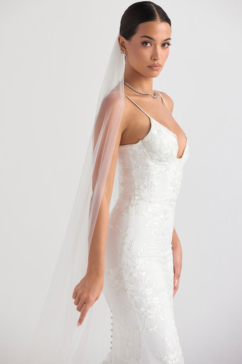 Leone white ultra long soft tulle veil