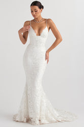 Solene white lace bridal gown