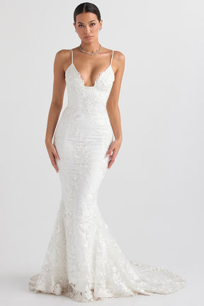 Solene white lace bridal gown