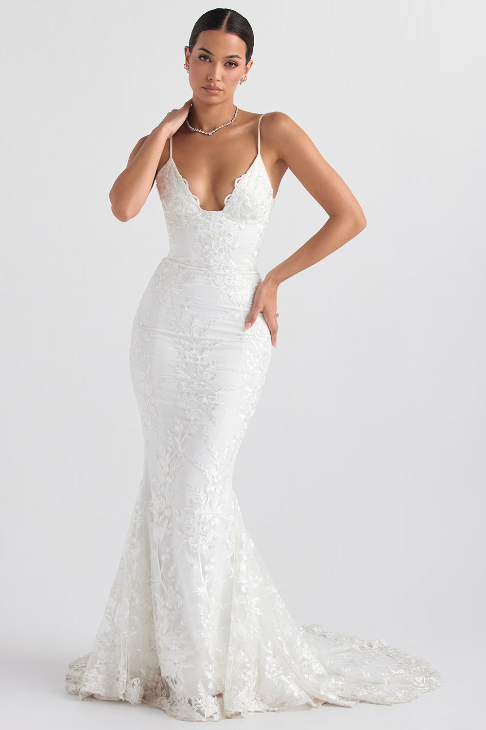 Solene white lace bridal gown