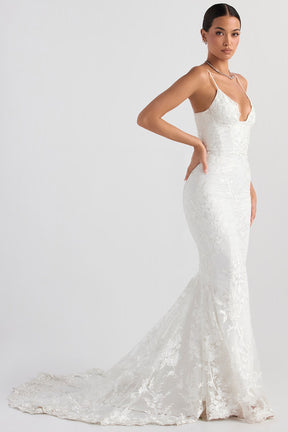 Solene white lace bridal gown