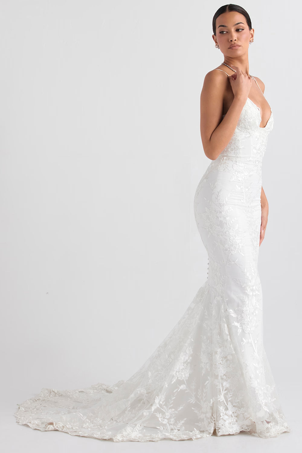 Solene white lace bridal gown