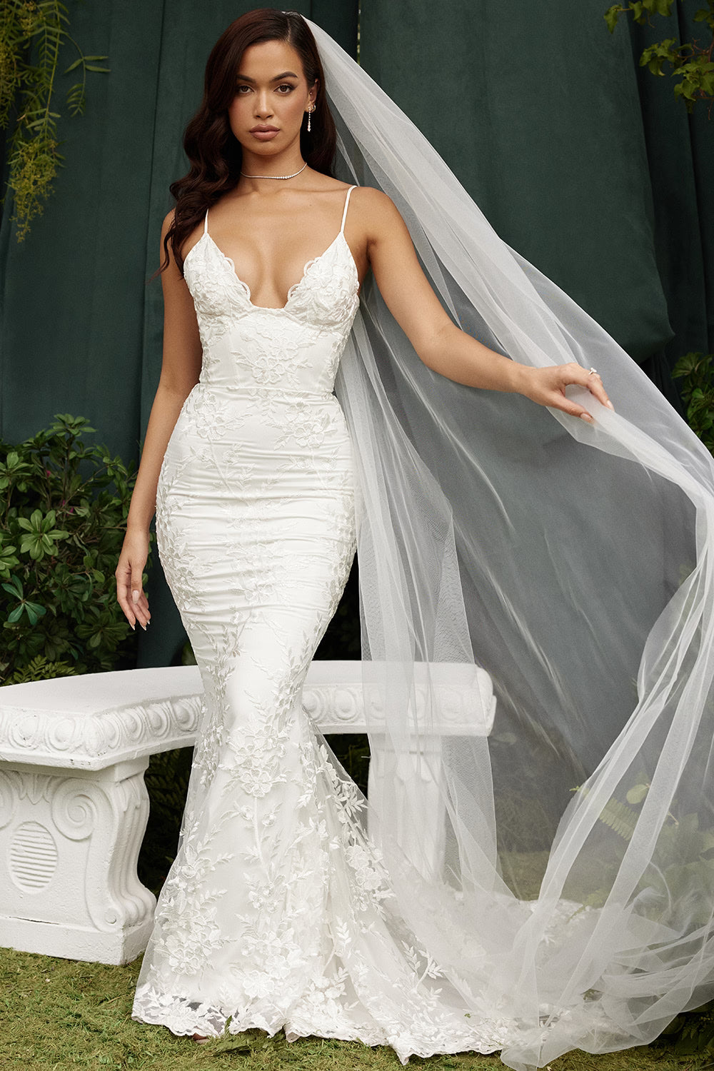 Solene white lace bridal gown