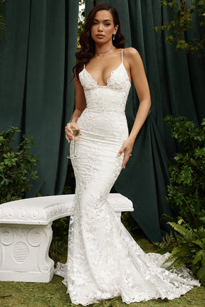 Solene white lace bridal gown