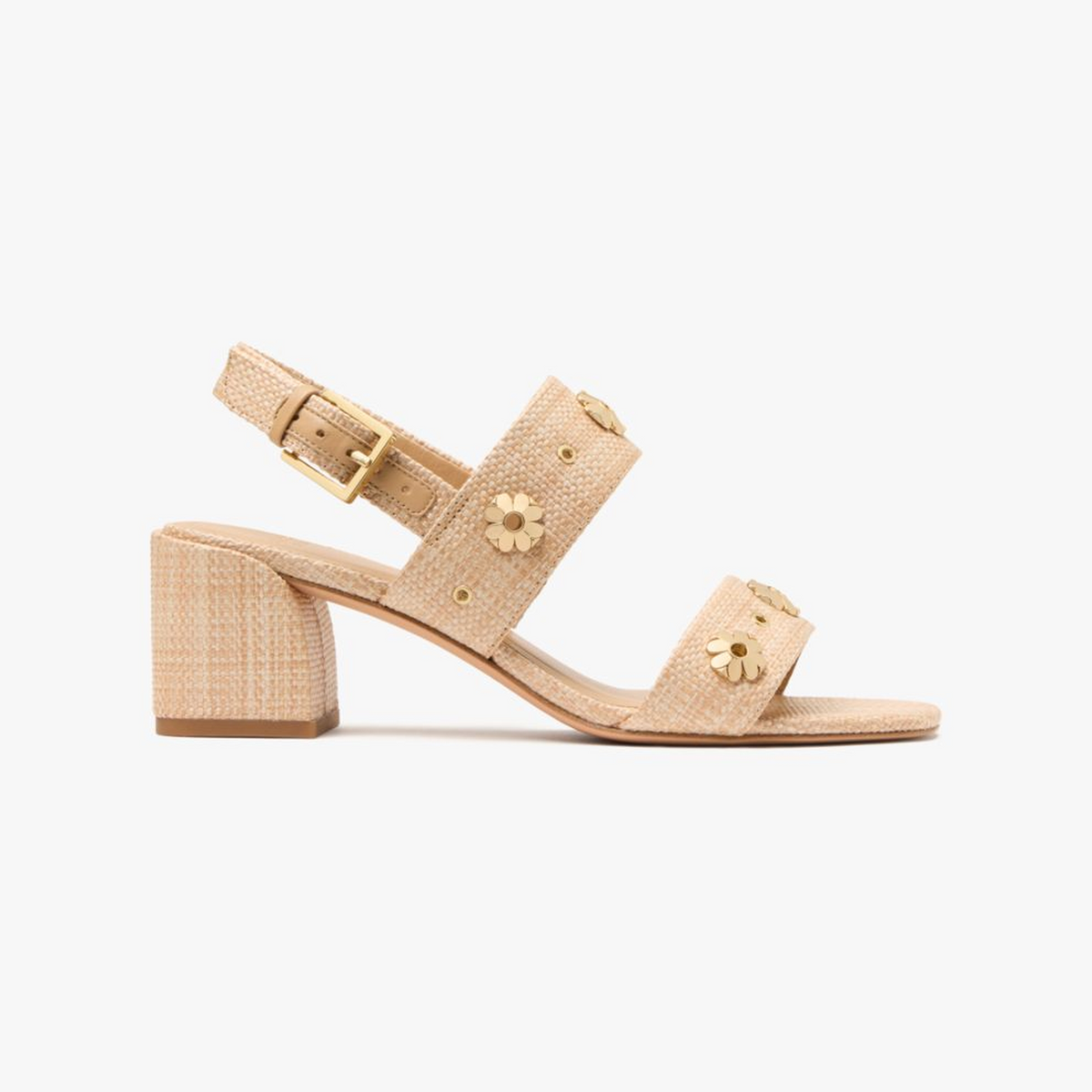 Spade Flower Stud Block Heels