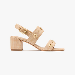 Spade Flower Stud Block Heels