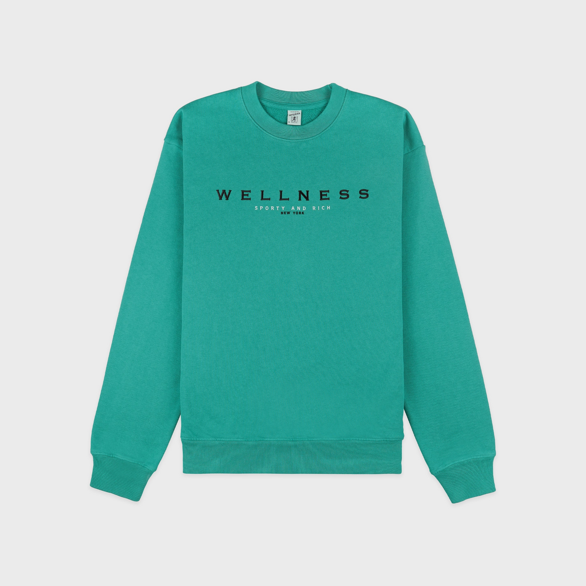 Spellout Embroidered Crewneck - Spring Green/Faded Black