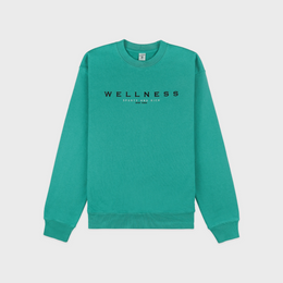 Spellout Embroidered Crewneck - Spring Green/Faded Black