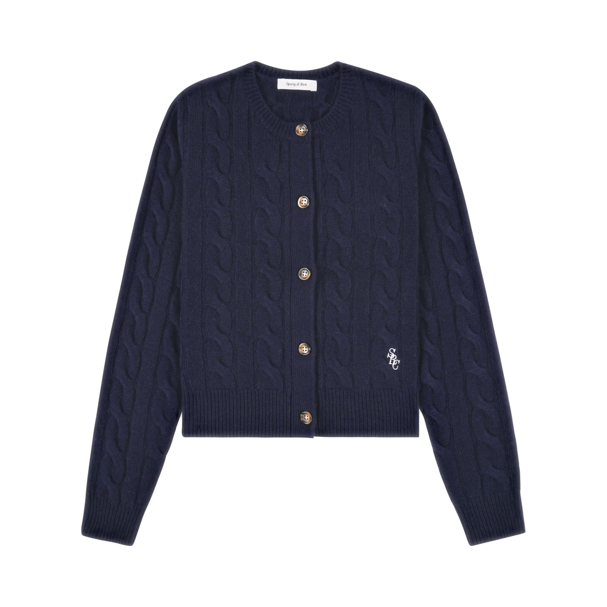 SRC Cableknit Cashmere Cardigan - Navy