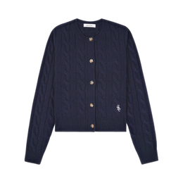 SRC Cableknit Cashmere Cardigan - Navy