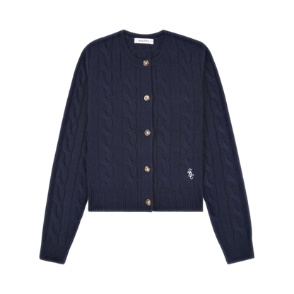 SRC Cableknit Cashmere Cardigan - Navy