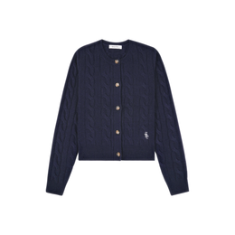 SRC Cableknit Cashmere Cardigan - Navy