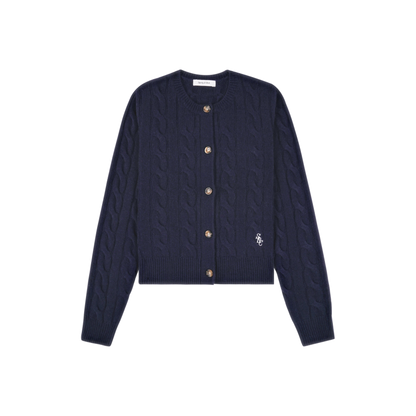 SRC Cableknit Cashmere Cardigan - Navy