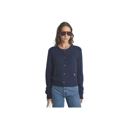 SRC Cableknit Cashmere Cardigan - Navy