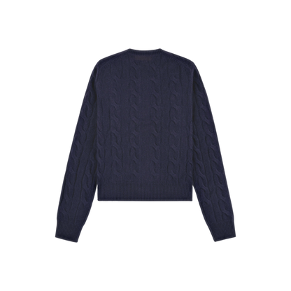 SRC Cableknit Cashmere Cardigan - Navy