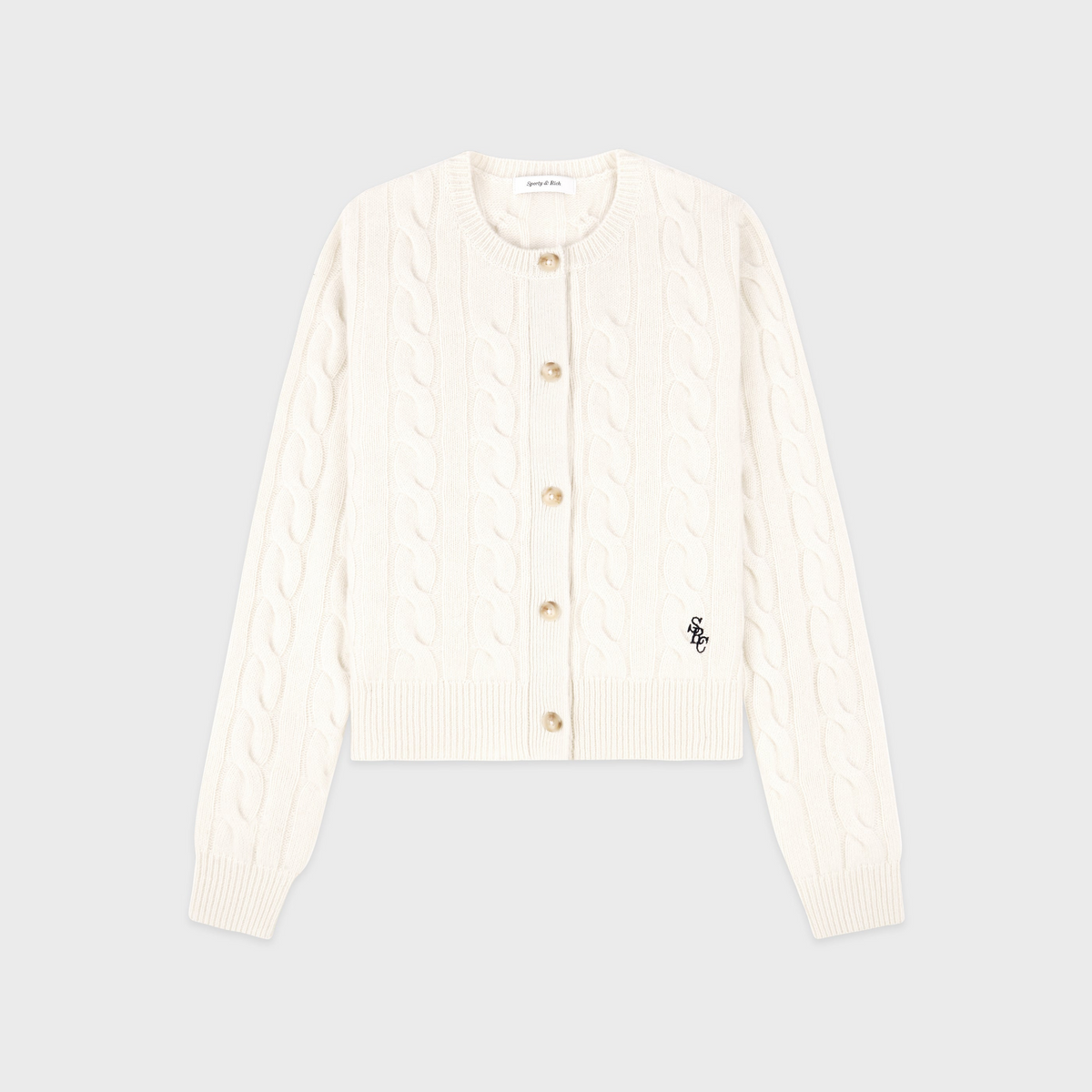 SRC Cableknit Cashmere Cardigan - Ecru