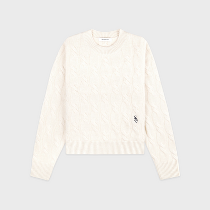 SRC Cableknit Cashmere Sweater - Ecru