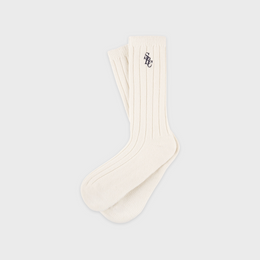 SRC Cashmere Socks - Ecru/Navy