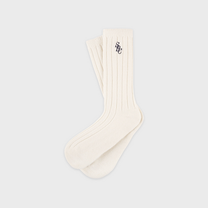SRC Cashmere Socks - Ecru/Navy