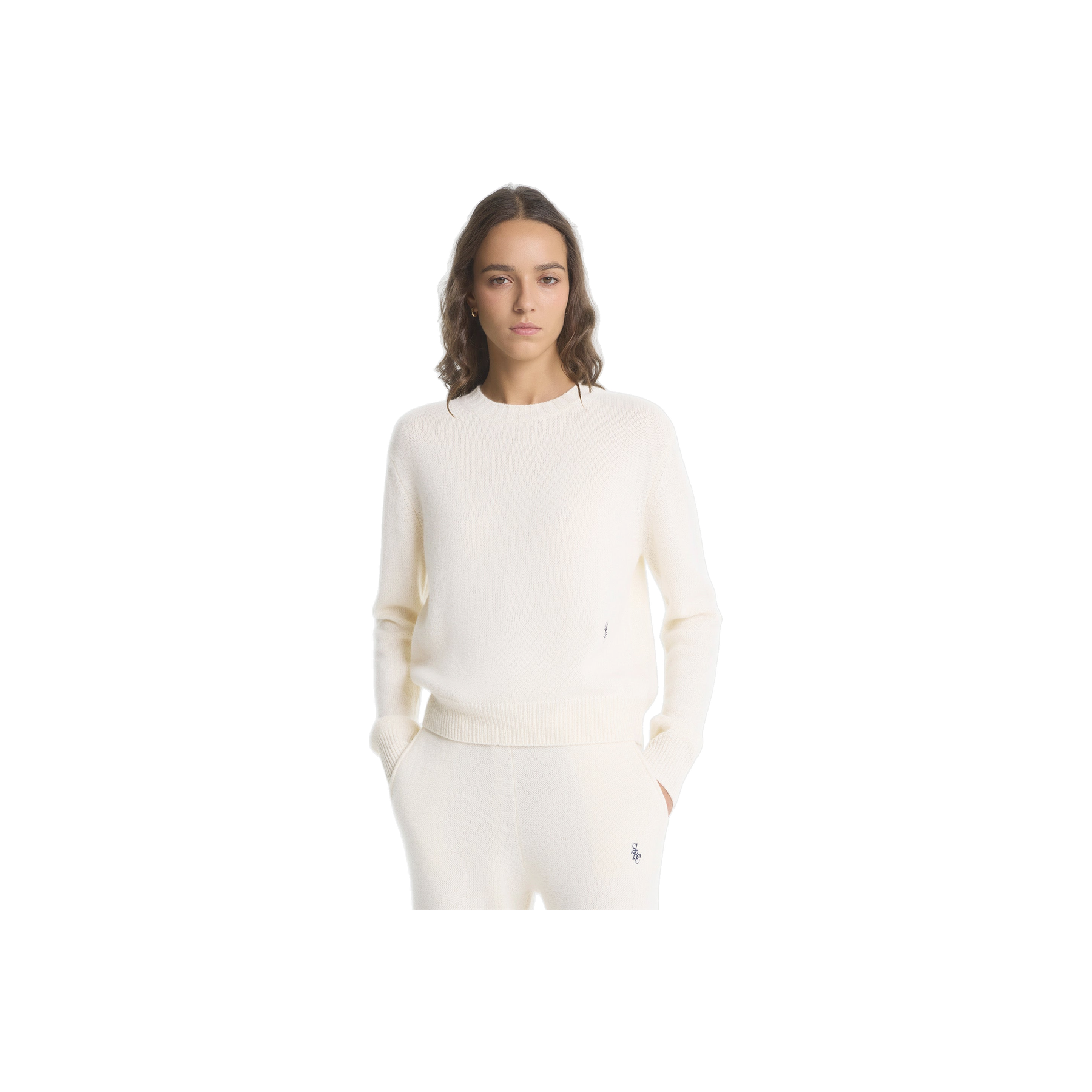 SRC Cashmere Sweater - Ecru/Navy