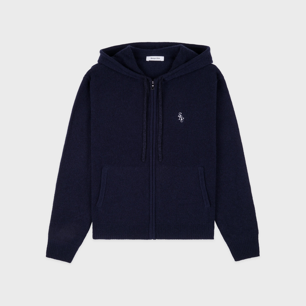 SRC Cashmere Zip Hoodie - Navy/White