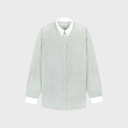 SRC Oversized Oxford Shirt - Forest striped