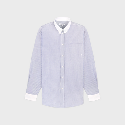 SRC Oversized Oxford Shirt - Navy Stripe