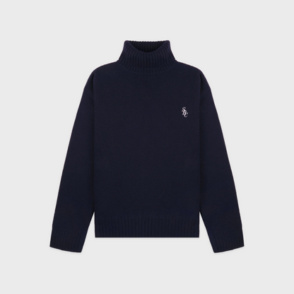 SRC Wool Turtleneck - Navy/White