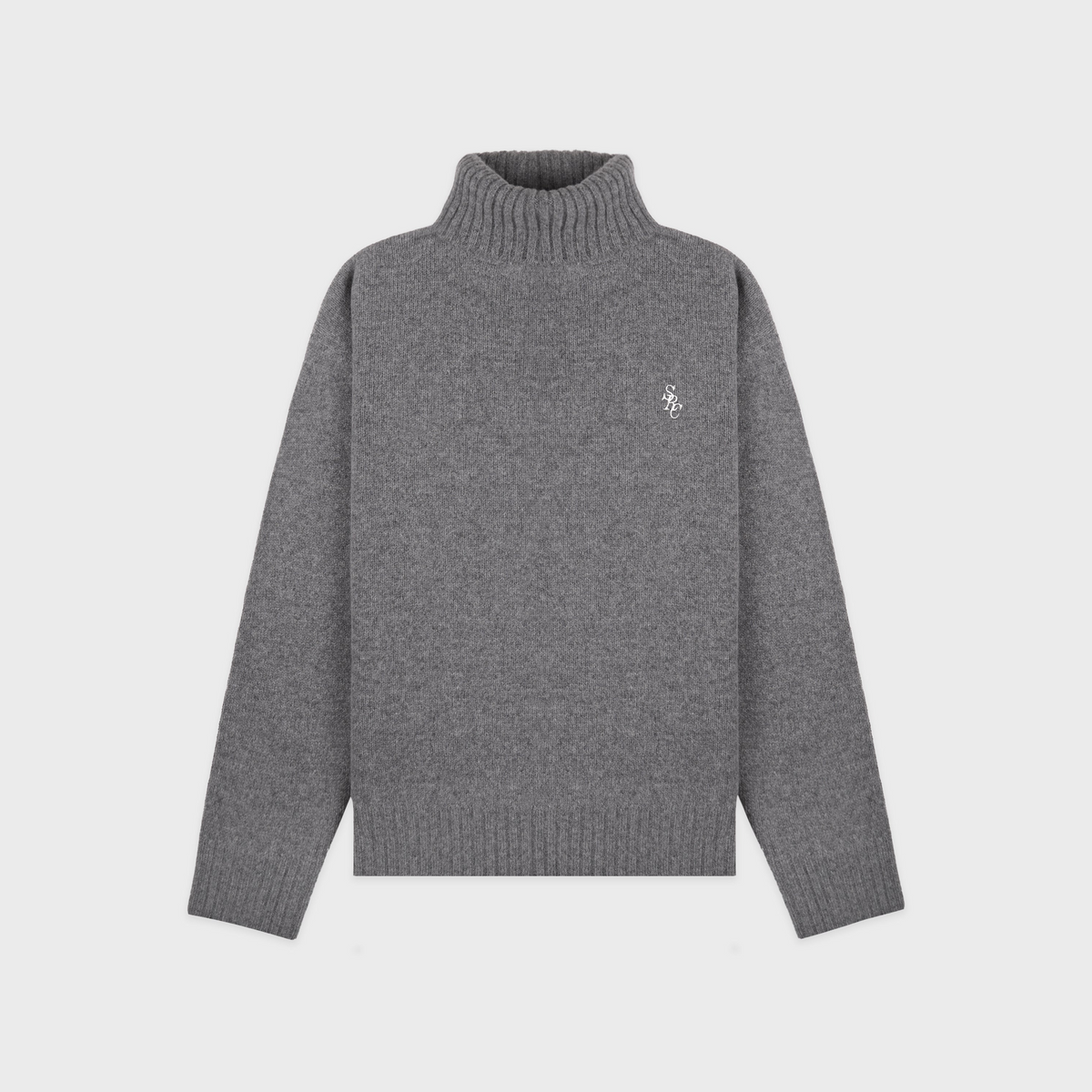 SRC Wool Turtleneck - Light Grey/Navy