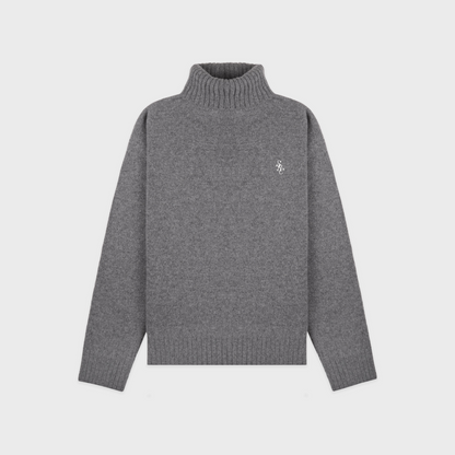 SRC Wool Turtleneck - Light Grey/Navy