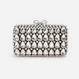 Black Satin Crystal Clutch Bag
