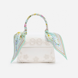 Cream Linen Mint Floral Mini Bag