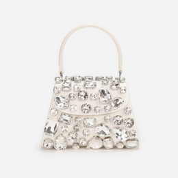 Cream Multi Crystal Mini Bag