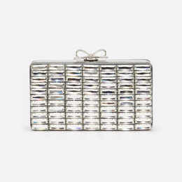 Grey Satin Crystal Clutch Bag