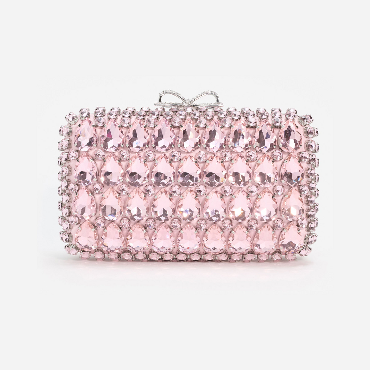 Pink Satin Crystal Clutch Bag