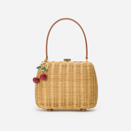Rattan Cherry Charm Mini Bag