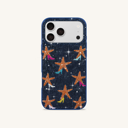 Starfish Rhinestone Phone Case - Blue