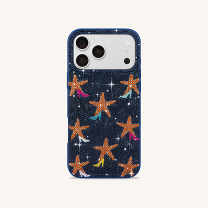 Starfish Rhinestone Phone Case - Blue