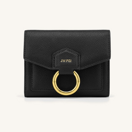 Stella Wallet - Black Grained Vegan Leather