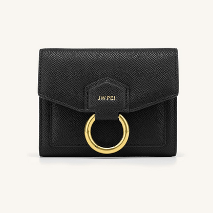 Stella Wallet - Black Grained Vegan Leather