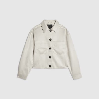 Stone Faux Suede Overshirt