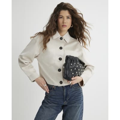 Stone Faux Suede Overshirt