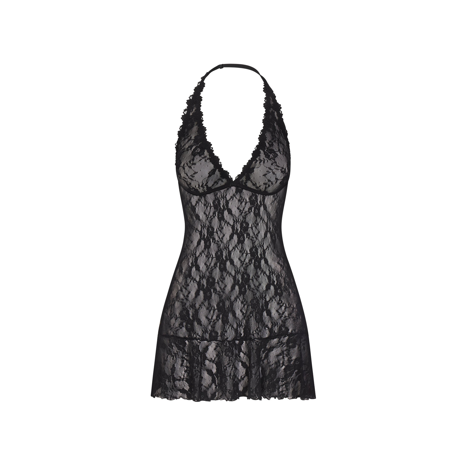 Stretch Lace Halter Mini Dress