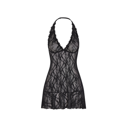 Stretch Lace Halter Mini Dress