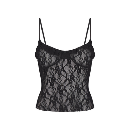 Stretch Lace Ruffle Cami