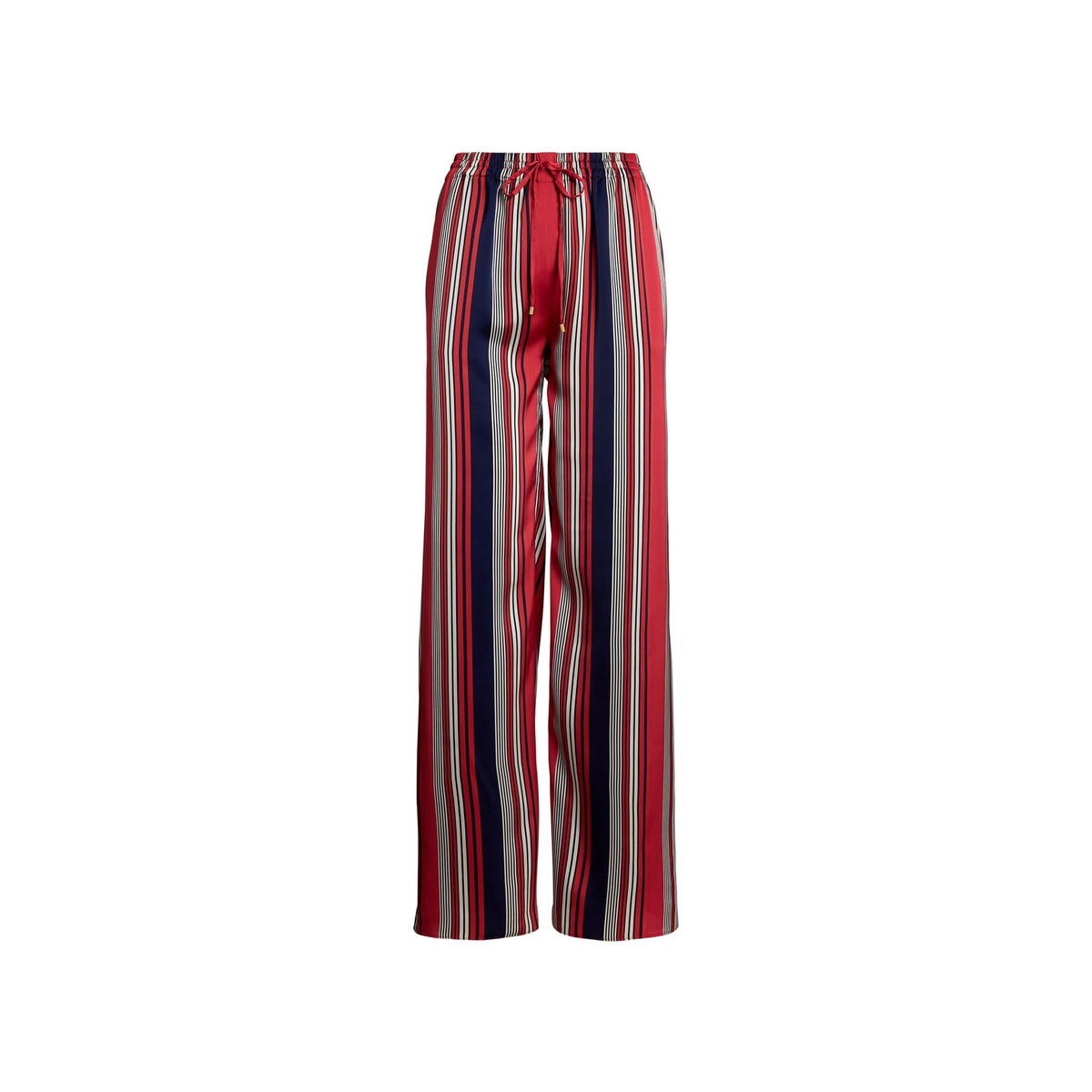 Striped Charmeuse Wide-Leg Trousers